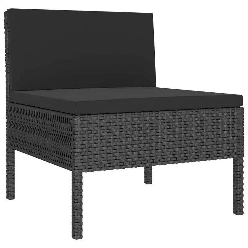 vidaXL 5-Piece Black Poly Rattan Patio Lounge Set with Cushions - Versatile Outdoor Furniture for Garden and Deck