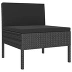 vidaXL 5-Piece Black Poly Rattan Patio Lounge Set with Cushions - Versatile Outdoor Furniture for Garden and Deck