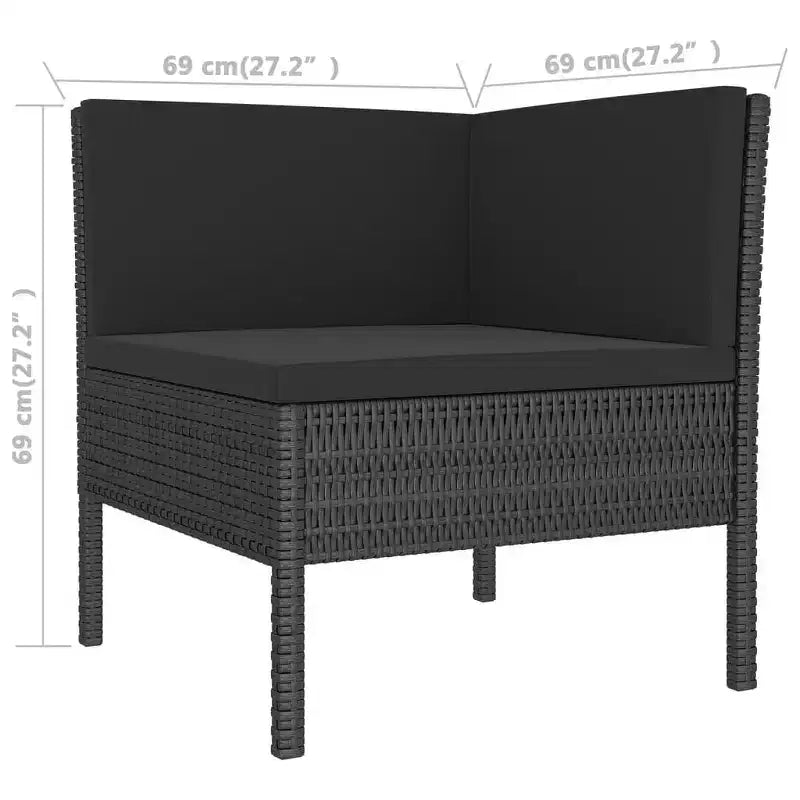 vidaXL 5-Piece Black Poly Rattan Patio Lounge Set with Cushions - Versatile Outdoor Furniture for Garden and Deck