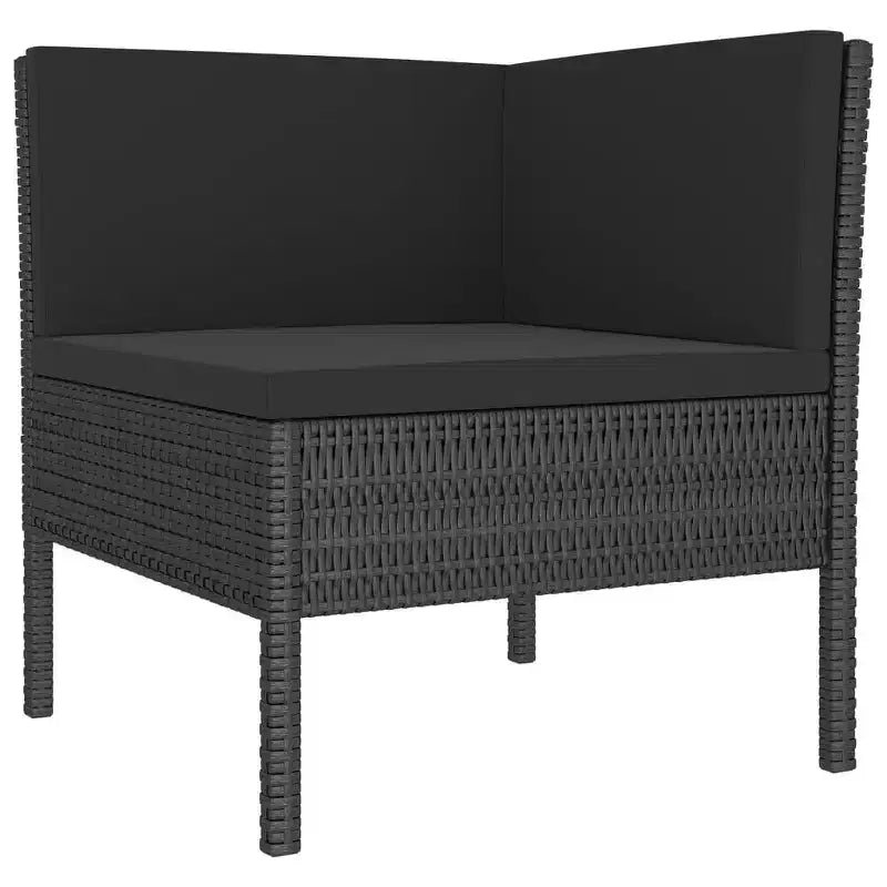vidaXL Patio Lounge Set - 11 Piece Outdoor Furniture Set with Cushions, Poly Rattan & Powder-Coated Steel, Black