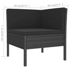 vidaXL Patio Lounge Set - 11 Piece Outdoor Furniture Set with Cushions, Poly Rattan & Powder-Coated Steel, Black