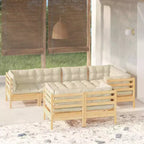 vidaXL Garden Lounge Set Cream Solid pinewood, 100% polyester Standard