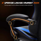 MAYEERTY Chaise de gaming Chaise de bureau ergonomique avec repose-pieds Soutien lombaire confortable en cuir PU Inclinable avec appuie-tête Accoudoir fixe