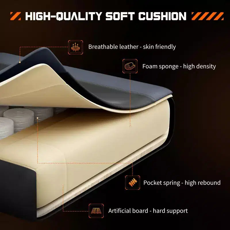 MAYEERTY Chaise de gaming Chaise de bureau ergonomique avec repose-pieds Soutien lombaire confortable en cuir PU Inclinable avec appuie-tête Accoudoir fixe