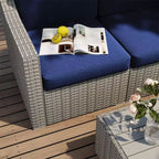 HAPPATIO 7 Piece Patio Conversation Set Wicker Outdoor Sectional Sofa, All-Weather Patio Furniture Set Combination Sofa. Patio sectional Set.