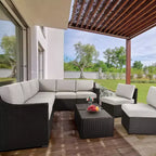 HAPPATIO 10 Piece Patio Conversation Set, Patio Furniture Set with Multiple Configuration Options, Rattan Wicker Outdoor Sectional Sofa.