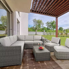 HAPPATIO 10 Piece Patio Conversation Set, Patio Furniture Set with Multiple Configuration Options, Rattan Wicker Outdoor Sectional Sofa.