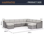 HAPPATIO 10 Piece Patio Conversation Set, Patio Furniture Set with Multiple Configuration Options, Rattan Wicker Outdoor Sectional Sofa.