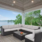 HAPPATIO 10 Piece Patio Conversation Set, Patio Furniture Set with Multiple Configuration Options, Rattan Wicker Outdoor Sectional Sofa.