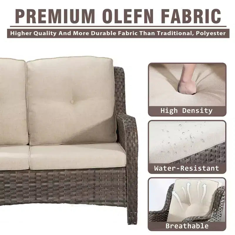 UPTIOT 6-Piece Wicker Patio Conversation Set Rattan Seating Set