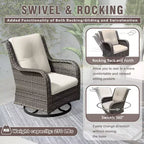 UPTIOT 6-Piece Wicker Patio Conversation Set Rattan Seating Set