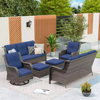 UPTIOT 6-Piece Wicker Patio Conversation Set Rattan Seating Set