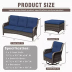 UPTIOT 6-Piece Wicker Patio Conversation Set Rattan Seating Set