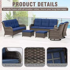 UPTIOT 6-Piece Wicker Patio Conversation Set Rattan Seating Set