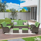 UPTIOT 6-Piece Wicker Patio Conversation Set Rattan Seating Set