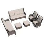 UPTIOT 6-Piece Wicker Patio Conversation Set Rattan Seating Set