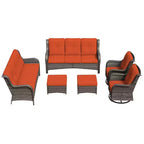 UPTIOT 6-Piece Wicker Patio Conversation Set Rattan Seating Set