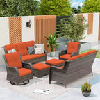 UPTIOT 6-Piece Wicker Patio Conversation Set Rattan Seating Set