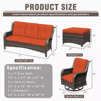 UPTIOT 6-Piece Wicker Patio Conversation Set Rattan Seating Set