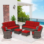 UPTIOT 6-Piece Wicker Patio Conversation Set Rattan Seating Set