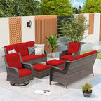 UPTIOT 6-Piece Wicker Patio Conversation Set Rattan Seating Set