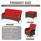 UPTIOT 6-Piece Wicker Patio Conversation Set Rattan Seating Set