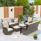 UPTIOT 6-Piece Wicker Patio Conversation Set Rattan Seating Set
