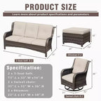 UPTIOT 6-Piece Wicker Patio Conversation Set Rattan Seating Set