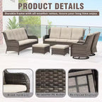 UPTIOT 6-Piece Wicker Patio Conversation Set Rattan Seating Set