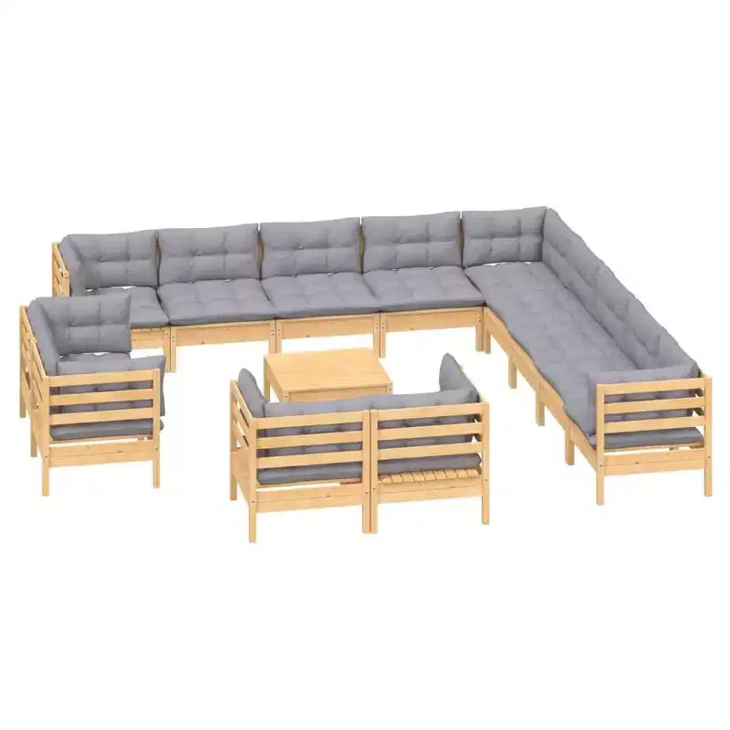 vidaXL Garden Lounge Set Grey cushions