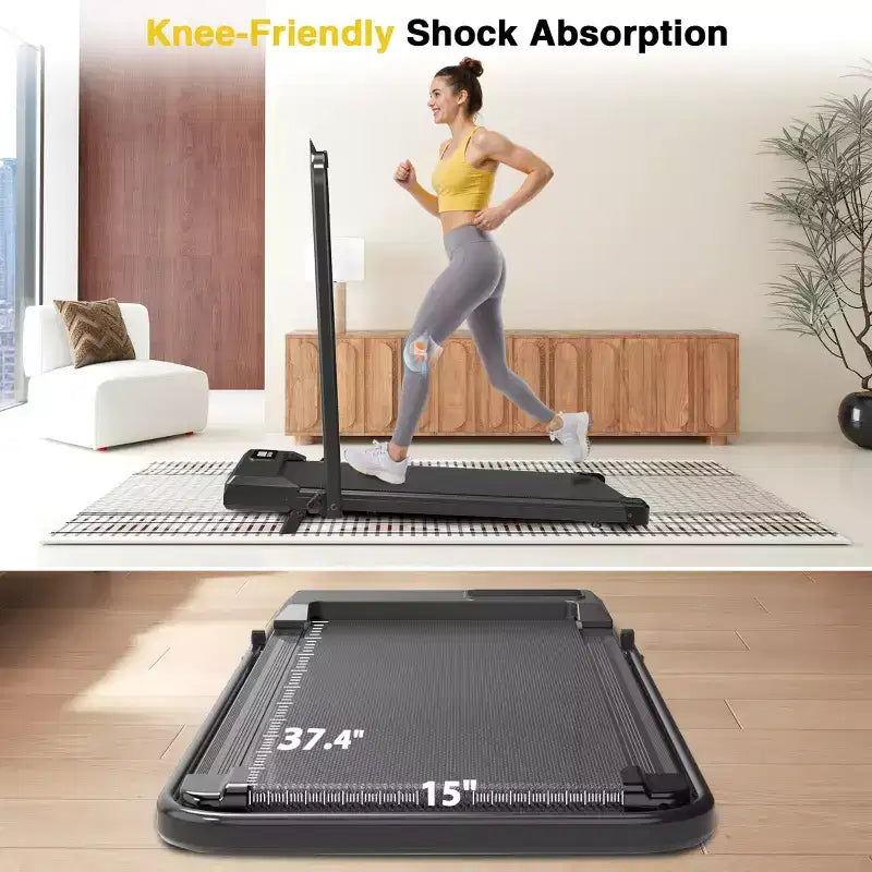 Tapis de course pliable Redliro 2 en 1 avec inclinaison, tapis de course de bureau avec écran LED et application pour la maison et le bureau