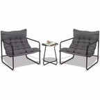 VINGLI 3 - Piece Patio Chair Set with Side Table, Outdoor/Indoor Chairs with Thick Cushions, Heavy Duty 400 LBS Capacity, Grey