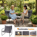 VINGLI 3 - Piece Patio Chair Set with Side Table, Outdoor/Indoor Chairs with Thick Cushions, Heavy Duty 400 LBS Capacity, Grey