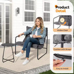 VINGLI 3 - Piece Patio Chair Set with Side Table, Outdoor/Indoor Chairs with Thick Cushions, Heavy Duty 400 LBS Capacity, Grey