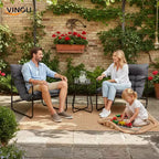 VINGLI 3 - Piece Patio Chair Set with Side Table, Outdoor/Indoor Chairs with Thick Cushions, Heavy Duty 400 LBS Capacity, Grey