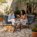 VINGLI 3 - Piece Patio Chair Set with Side Table, Outdoor/Indoor Chairs with Thick Cushions, Heavy Duty 400 LBS Capacity, Grey