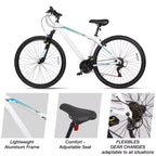 Hykolity 29 inch Mountain Bike 29r MTB Sport Bicycle Large Bike Full Suspension Lightweight Outdoor Cycling for Adult Men Woman - Pale White