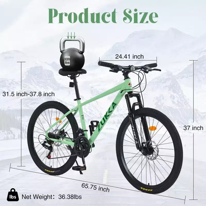 VTT tout suspendu Whisen 26 avec dérailleur arrière 8 vitesses, pneus KENDA à fourche, freins à double disque