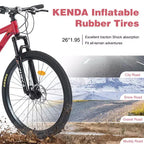 VTT tout suspendu Whisen 26 avec dérailleur arrière 8 vitesses, pneus KENDA à fourche, freins à double disque