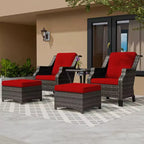 UPTIOT Ensemble de conversation de terrasse en osier 5 pièces avec chaises longues d'extérieur
