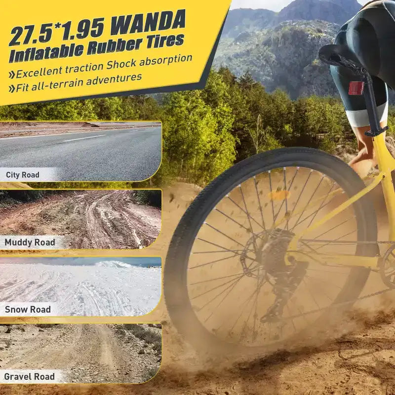VTT Whisen 27.5 avec dérailleur arrière 8 vitesses, suspension avant, cadre en acier