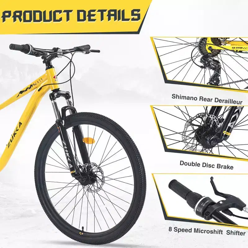 VTT Whisen 27.5 avec dérailleur arrière 8 vitesses, suspension avant, cadre en acier