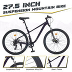 VTT Whisen 27.5 avec dérailleur arrière 8 vitesses, suspension avant, cadre en acier