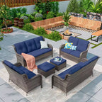UPTIOT 6 Pieces Outdoor Wicker Sectional Sofa