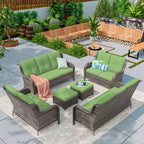 UPTIOT 6 Pieces Outdoor Wicker Sectional Sofa