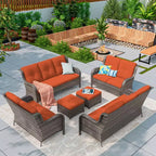 UPTIOT 6 Pieces Outdoor Wicker Sectional Sofa