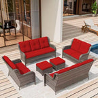 UPTIOT 6 Pieces Outdoor Wicker Sectional Sofa