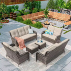 UPTIOT 6 Pieces Outdoor Wicker Sectional Sofa