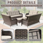 UPTIOT 6 Pieces Outdoor Wicker Sectional Sofa