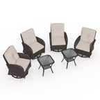 UPTIOT Ensemble de conversation de patio avec 6 fauteuils à bascule pivotants en osier